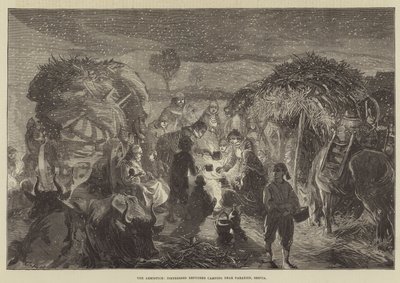 El armisticio, refugiados angustiados acampando cerca de Paratjin, Servia de Sir John Charles Robinson